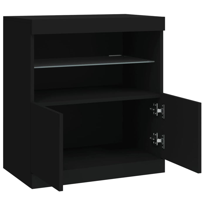 Servantă cu lumini LED, negru, 60x37x67 cm WALTI