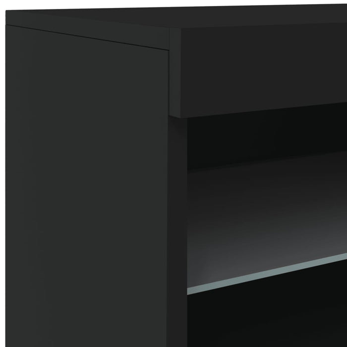 Servantă cu lumini LED, negru, 60x37x67 cm WALTI