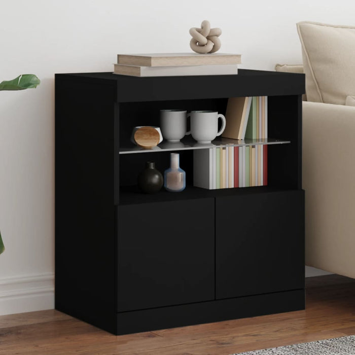 Servantă cu lumini LED, negru, 60x37x67 cm WALTI