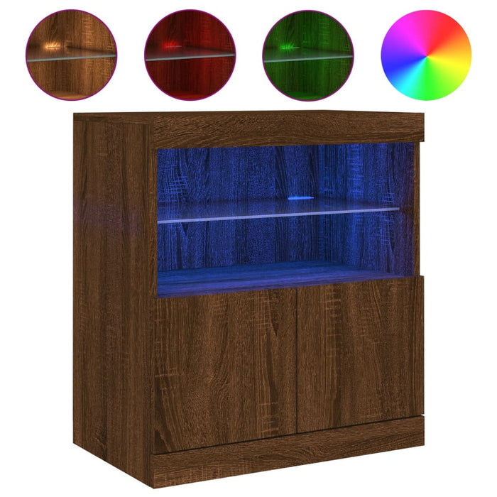 Servantă cu lumini LED, stejar maro, 60x37x67 cm WALTI