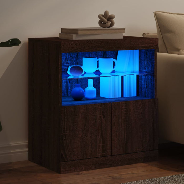 Servantă cu lumini LED, stejar maro, 60x37x67 cm WALTI