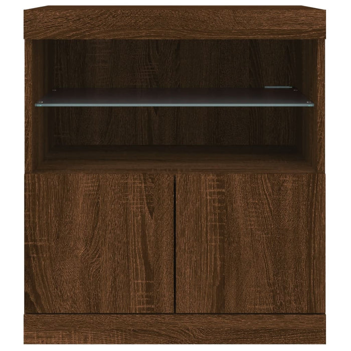 Servantă cu lumini LED, stejar maro, 60x37x67 cm WALTI