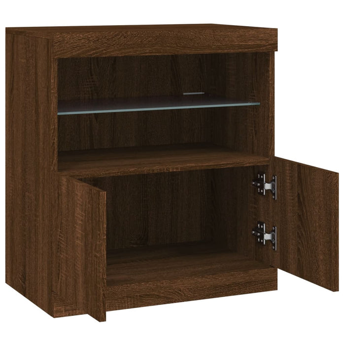Servantă cu lumini LED, stejar maro, 60x37x67 cm WALTI