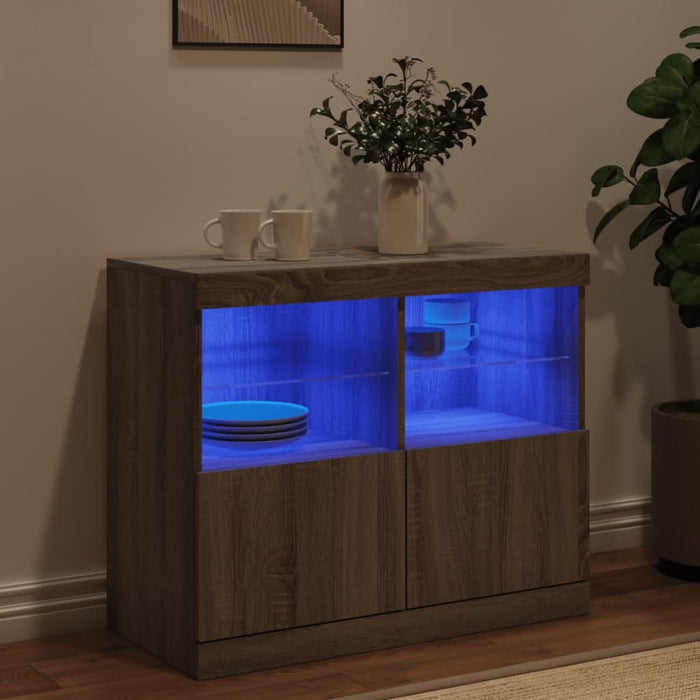Servantă cu lumini LED, gri sonoma, 81x37x67 cm - WALTI WALTI