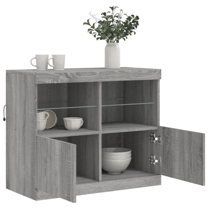 Servantă cu lumini LED, gri sonoma, 81x37x67 cm - WALTI WALTI