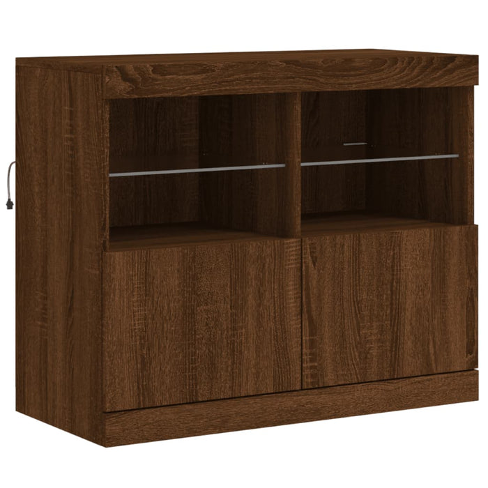 Servantă cu lumini LED, stejar maro, 81x37x67 cm WALTI