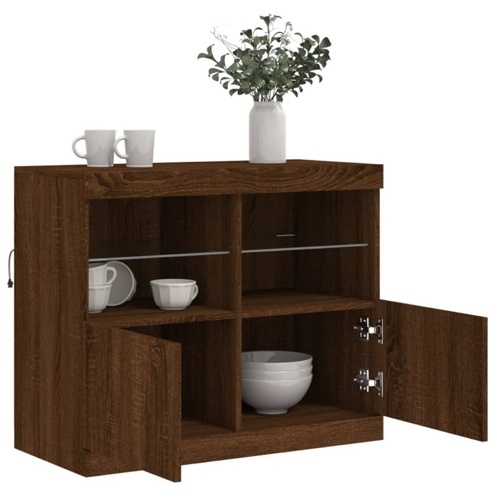 Servantă cu lumini LED, stejar maro, 81x37x67 cm WALTI