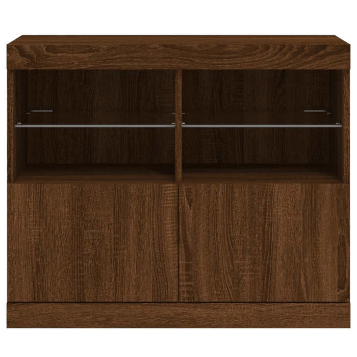 Servantă cu lumini LED, stejar maro, 81x37x67 cm WALTI