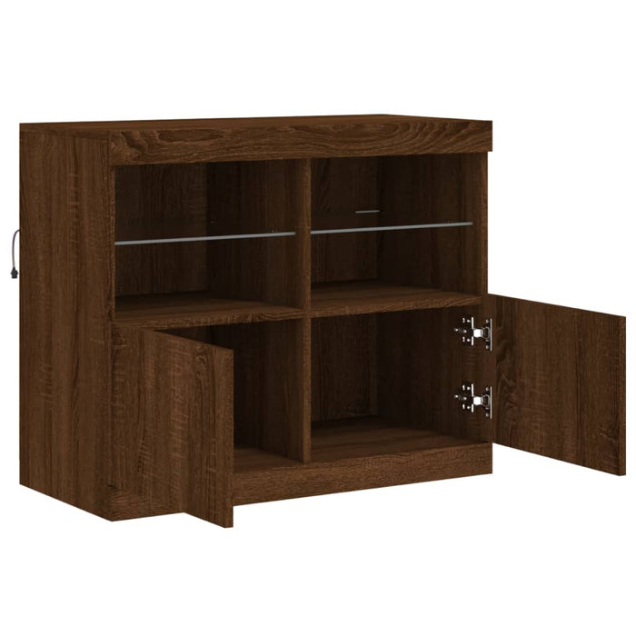 Servantă cu lumini LED, stejar maro, 81x37x67 cm WALTI