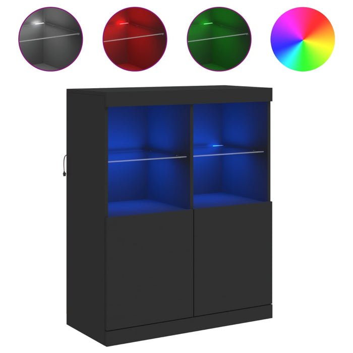 Servantă cu lumini LED, negru, 81x37x100 cm WALTI