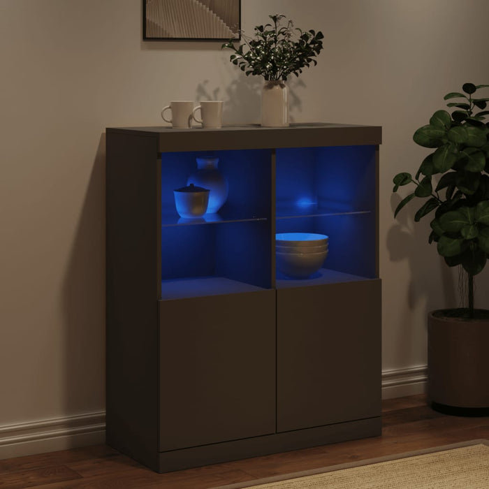 Servantă cu lumini LED, negru, 81x37x100 cm WALTI