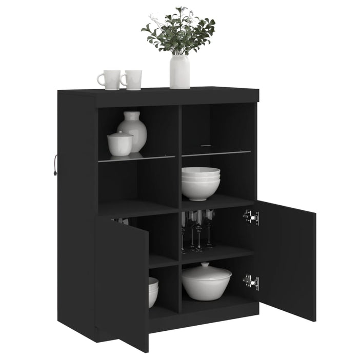Servantă cu lumini LED, negru, 81x37x100 cm WALTI