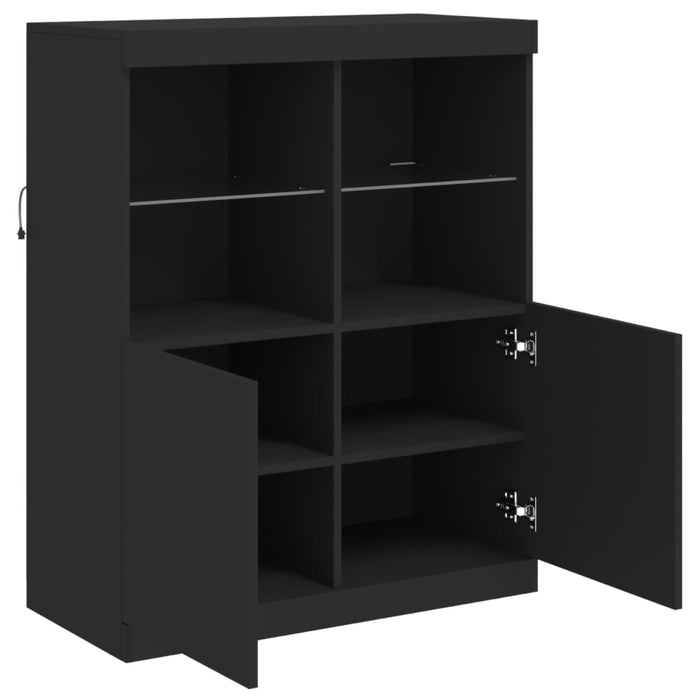 Servantă cu lumini LED, negru, 81x37x100 cm WALTI