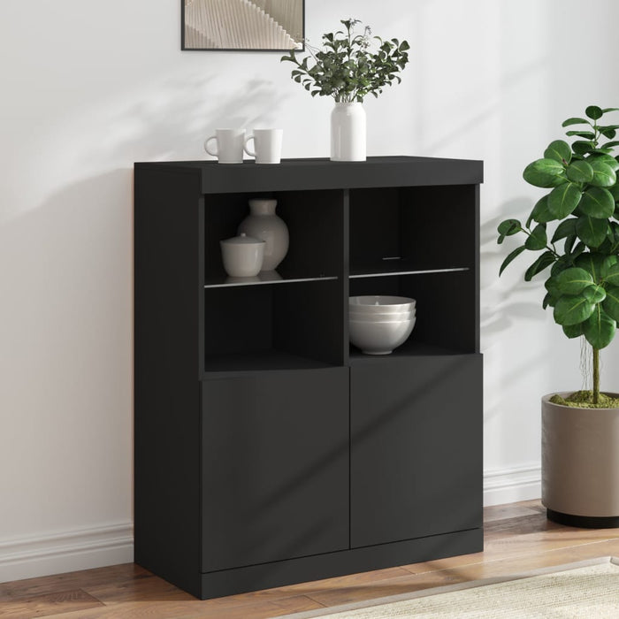 Servantă cu lumini LED, negru, 81x37x100 cm WALTI