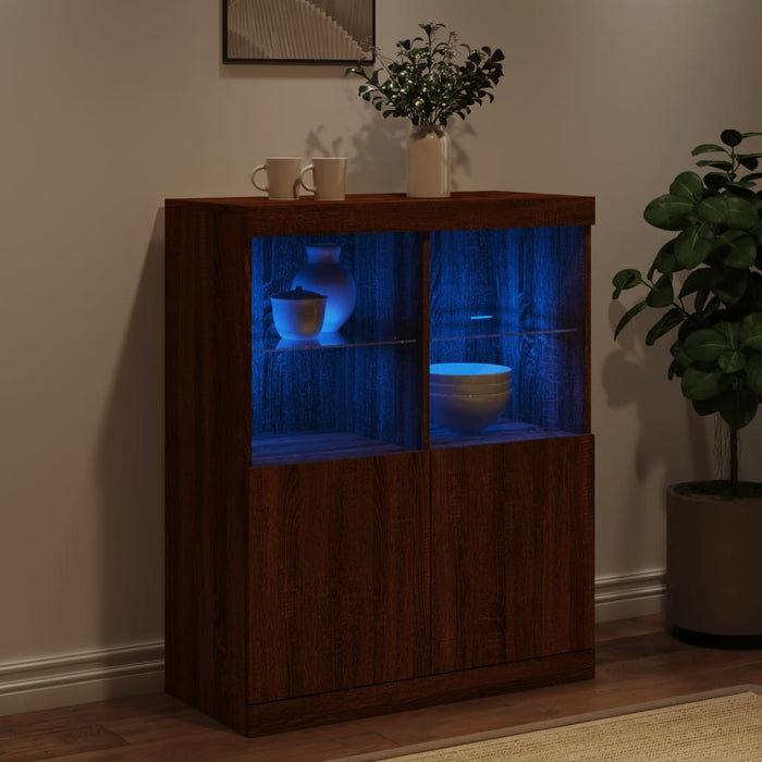 Servantă cu lumini LED, stejar maro, 81x37x100 cm WALTI