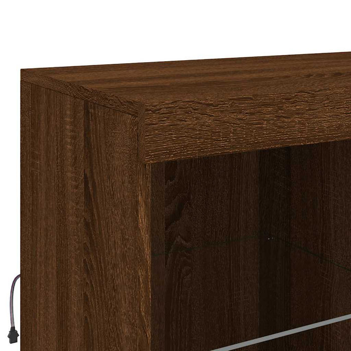 Servantă cu lumini LED, stejar maro, 81x37x100 cm WALTI