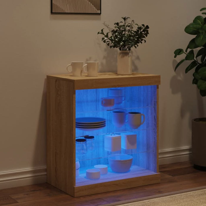 Servantă cu lumini LED, stejar sonoma, 60,5x37x67 cm - WALTI WALTI