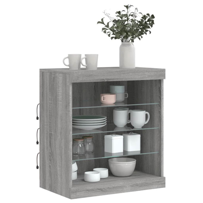 Servantă cu lumini LED, gri sonoma, 60,5x37x67 cm - WALTI WALTI