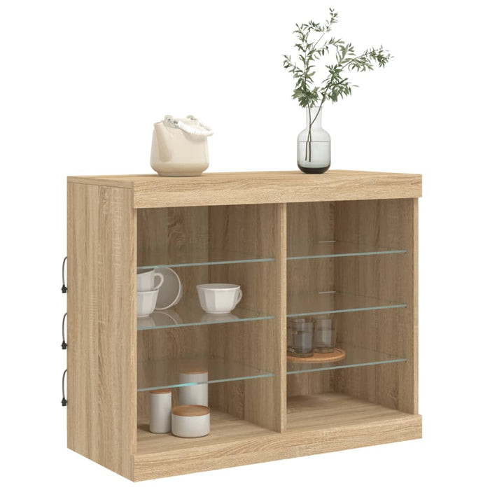 Servantă cu lumini LED, stejar sonoma, 81x37x67 cm WALTI