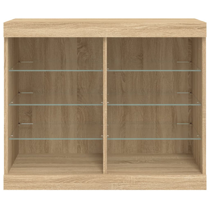 Servantă cu lumini LED, stejar sonoma, 81x37x67 cm WALTI