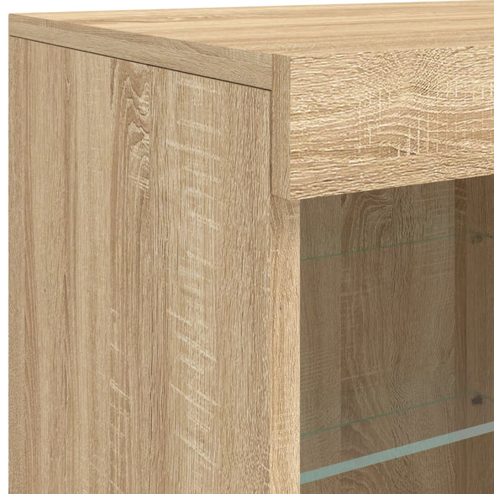 Servantă cu lumini LED, stejar sonoma, 81x37x67 cm WALTI