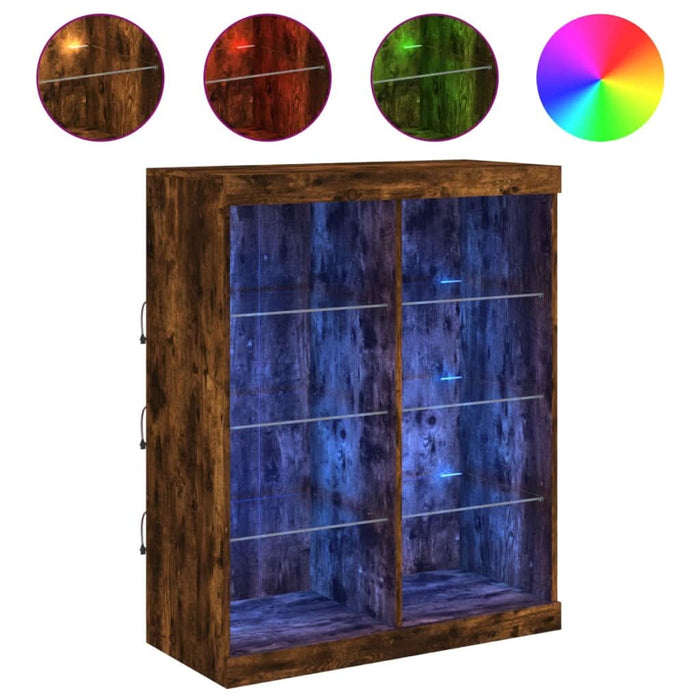 Servantă cu lumini LED, stejar fumuriu, 81x37x100 cm - WALTI WALTI