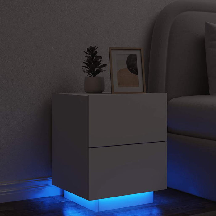 Noptieră cu lumini LED, alb, lemn prelucrat - WALTI WALTI