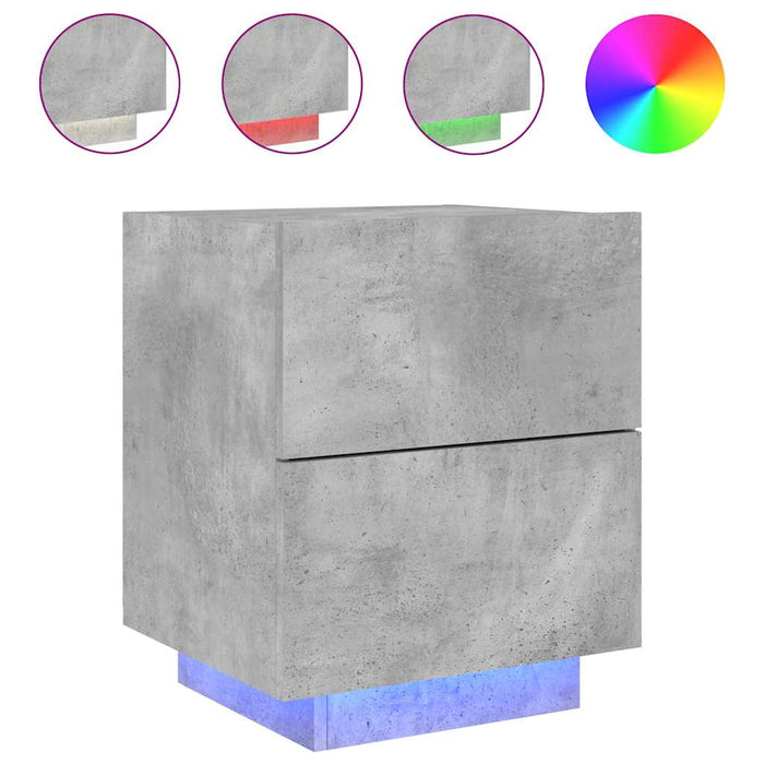 Noptieră cu lumini LED, gri beton, lemn prelucrat - WALTI WALTI