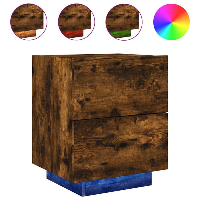 Noptieră cu lumini LED, stejar fumuriu, lemn prelucrat - WALTI WALTI