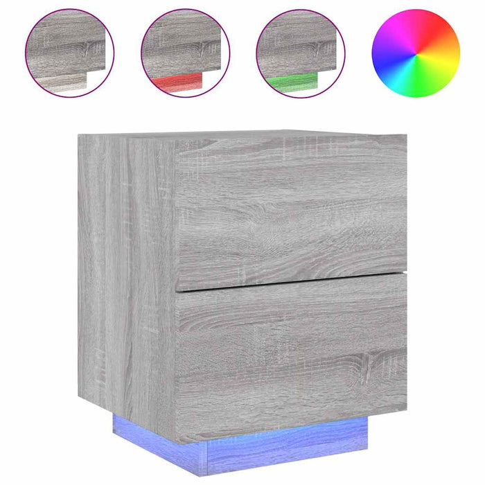 Noptieră cu lumini LED, sonoma gri, lemn prelucrat - WALTI WALTI