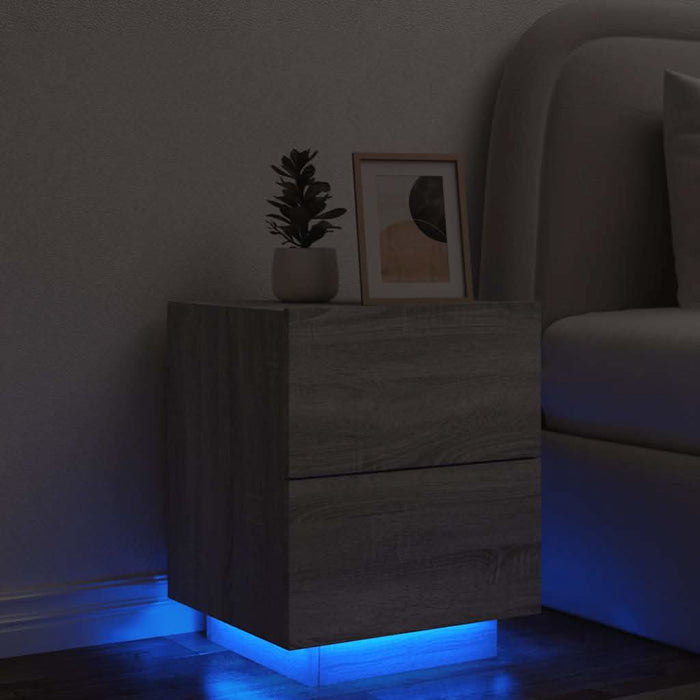 Noptieră cu lumini LED, sonoma gri, lemn prelucrat - WALTI WALTI
