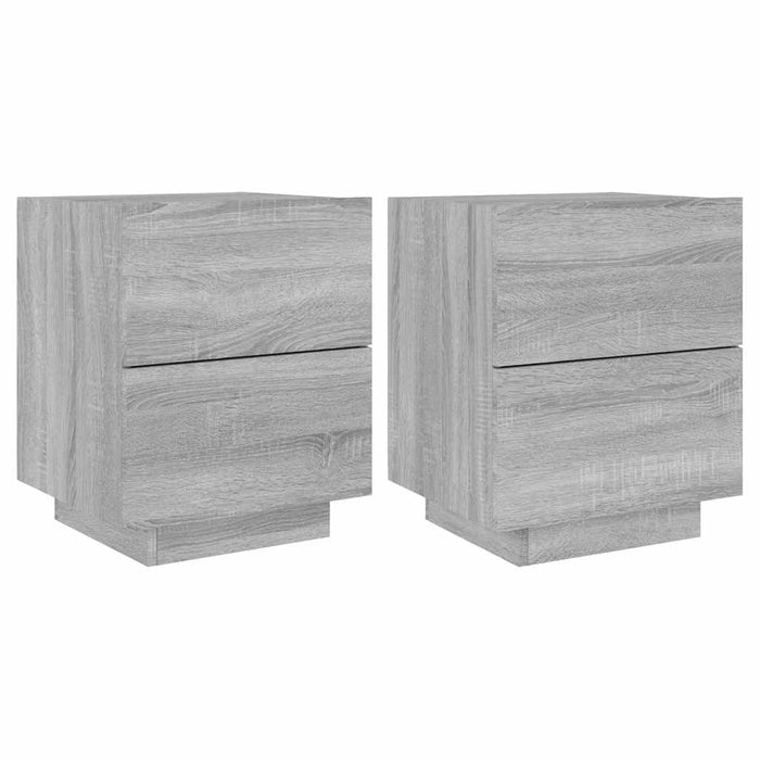 Noptiere cu lumini LED, 2 buc., sonoma gri, lemn prelucrat - WALTI WALTI
