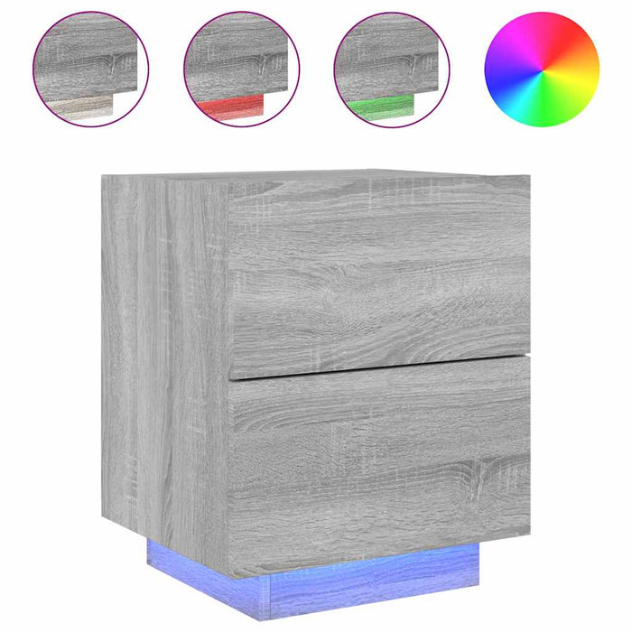 Noptiere cu lumini LED, 2 buc., sonoma gri, lemn prelucrat - WALTI WALTI