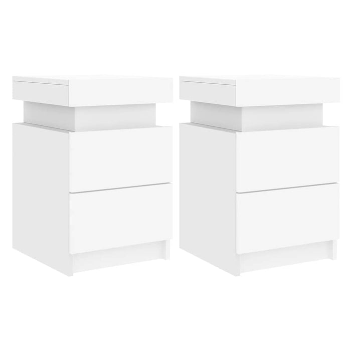 Noptiere cu lumini LED, 2 buc., alb, 35x39x55 cm - WALTI WALTI