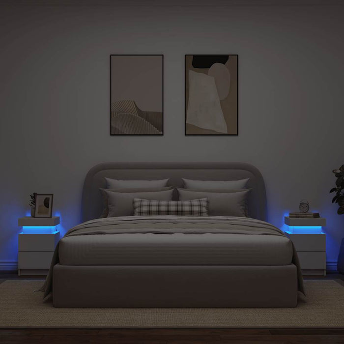 Noptiere cu lumini LED, 2 buc., alb, 35x39x55 cm - WALTI WALTI