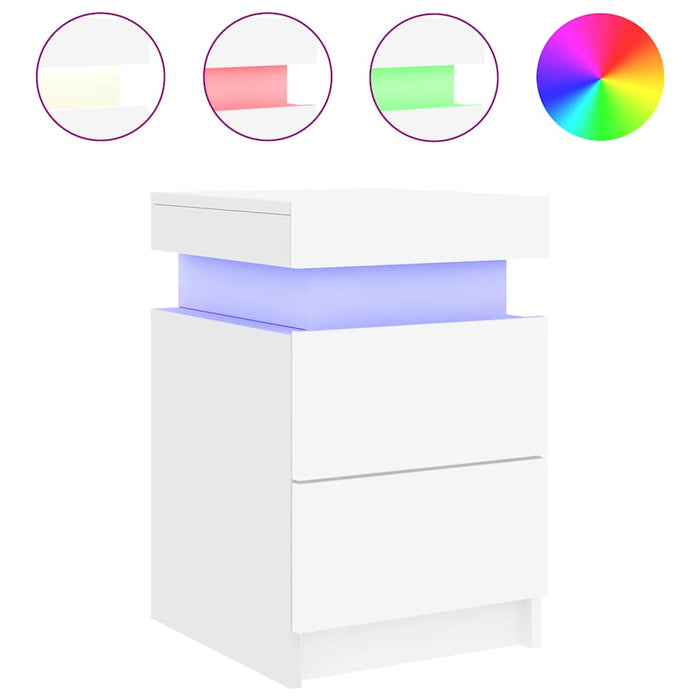 Noptiere cu lumini LED, 2 buc., alb, 35x39x55 cm - WALTI WALTI