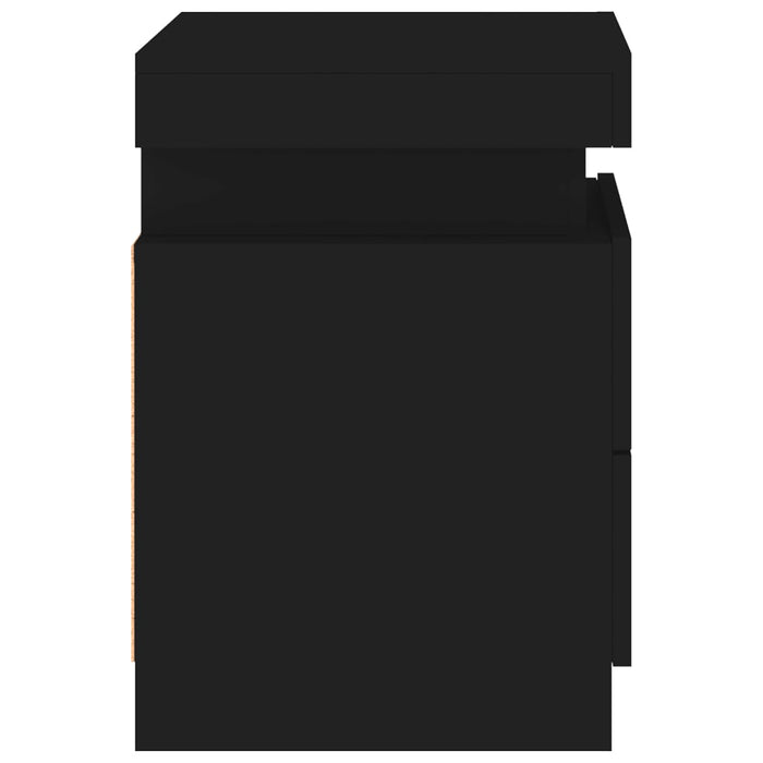 Noptiere cu lumini LED, 2 buc., negru, 35x39x55 cm - WALTI WALTI