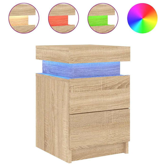Noptieră cu lumini LED, stejar sonoma, 35x39x55 cm - WALTI WALTI