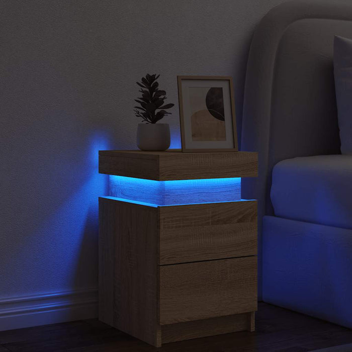 Noptieră cu lumini LED, stejar sonoma, 35x39x55 cm - WALTI WALTI