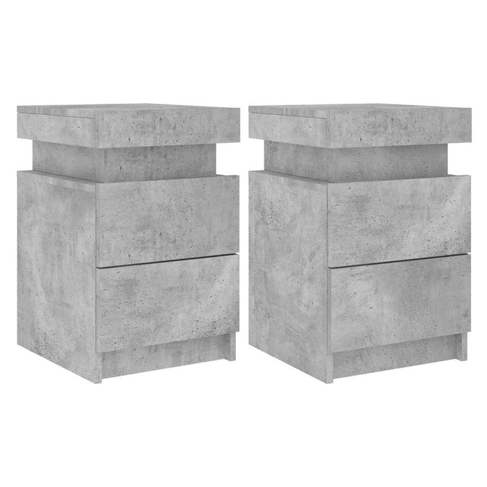 Noptiere cu lumini LED, 2 buc., gri beton, 35x39x55 cm - WALTI WALTI