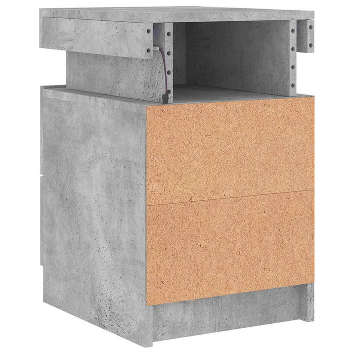Noptiere cu lumini LED, 2 buc., gri beton, 35x39x55 cm - WALTI WALTI