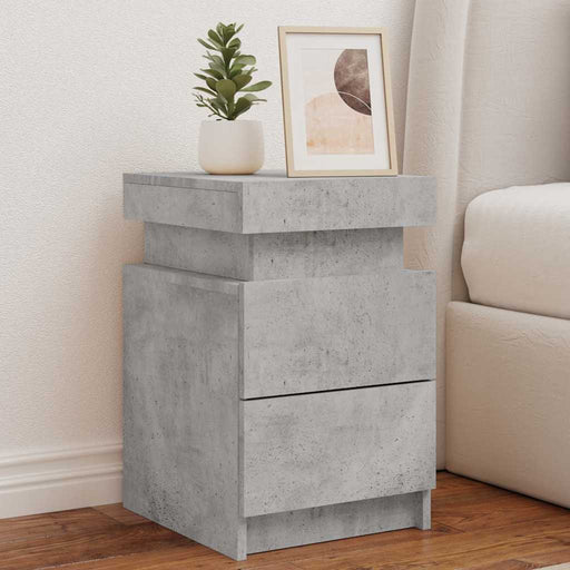 Noptiere cu lumini LED, 2 buc., gri beton, 35x39x55 cm - WALTI WALTI