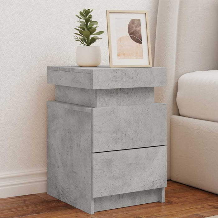 Noptiere cu lumini LED, 2 buc., gri beton, 35x39x55 cm - WALTI WALTI