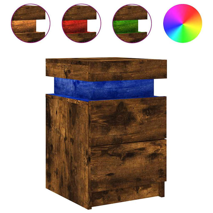 Noptieră cu lumini LED, stejar fumuriu, 35x39x55 cm - WALTI WALTI