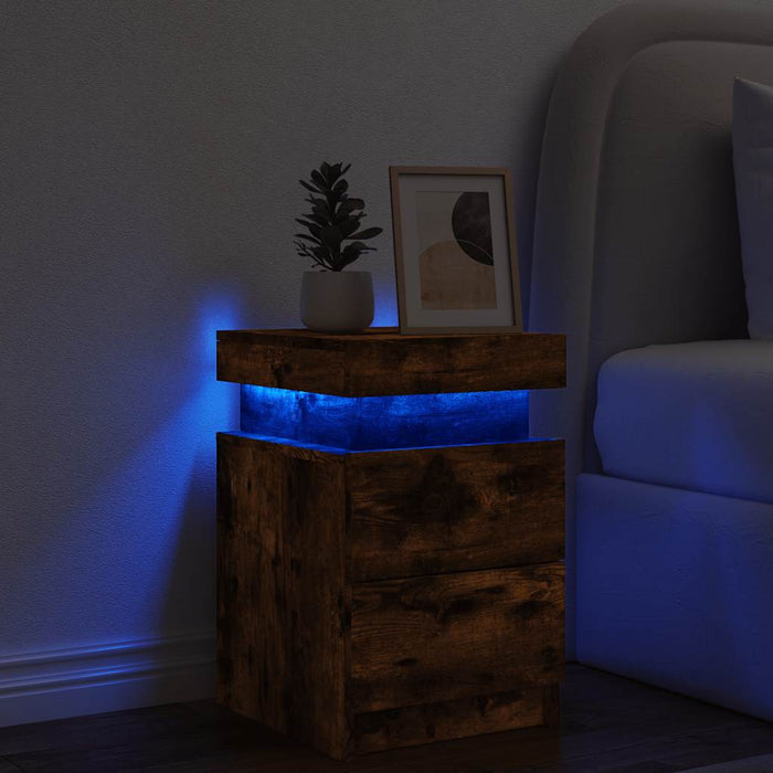 Noptieră cu lumini LED, stejar fumuriu, 35x39x55 cm - WALTI WALTI