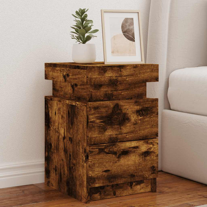 Noptieră cu lumini LED, stejar fumuriu, 35x39x55 cm - WALTI WALTI