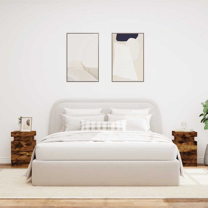 Noptiere cu lumini LED, 2 buc., stejar fumuriu, 35x39x55 cm - WALTI WALTI