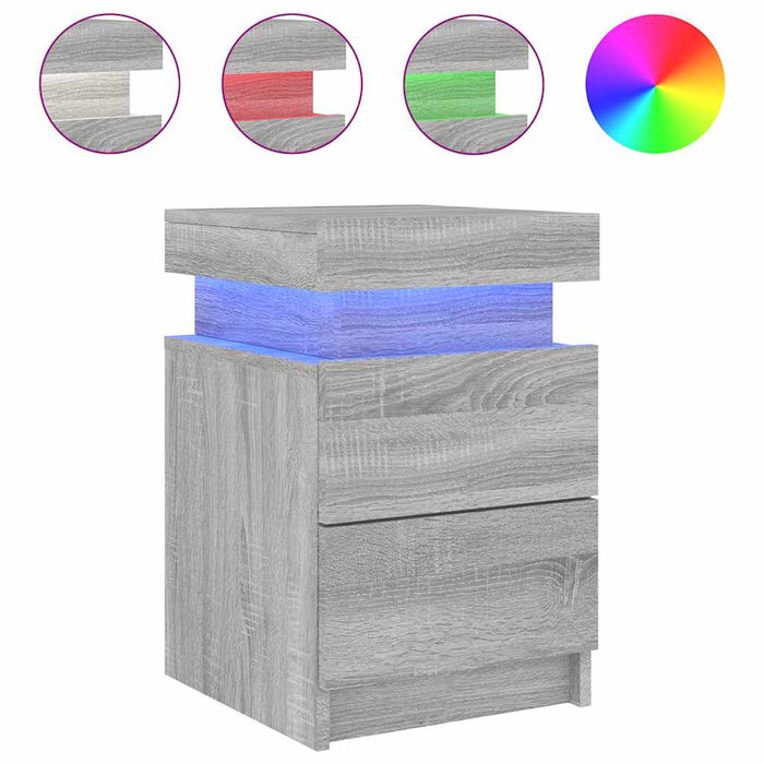 Noptieră cu lumini LED, gri sonoma, 35x39x55 cm - WALTI WALTI