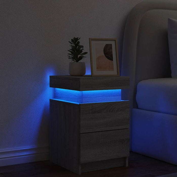 Noptieră cu lumini LED, gri sonoma, 35x39x55 cm - WALTI WALTI