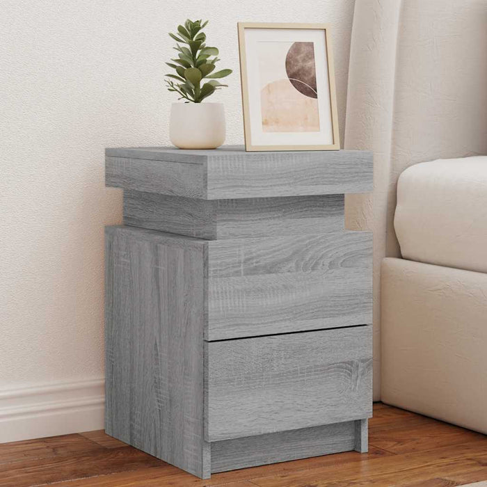 Noptieră cu lumini LED, gri sonoma, 35x39x55 cm - WALTI WALTI